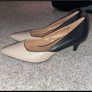 Tan and black one inch heel